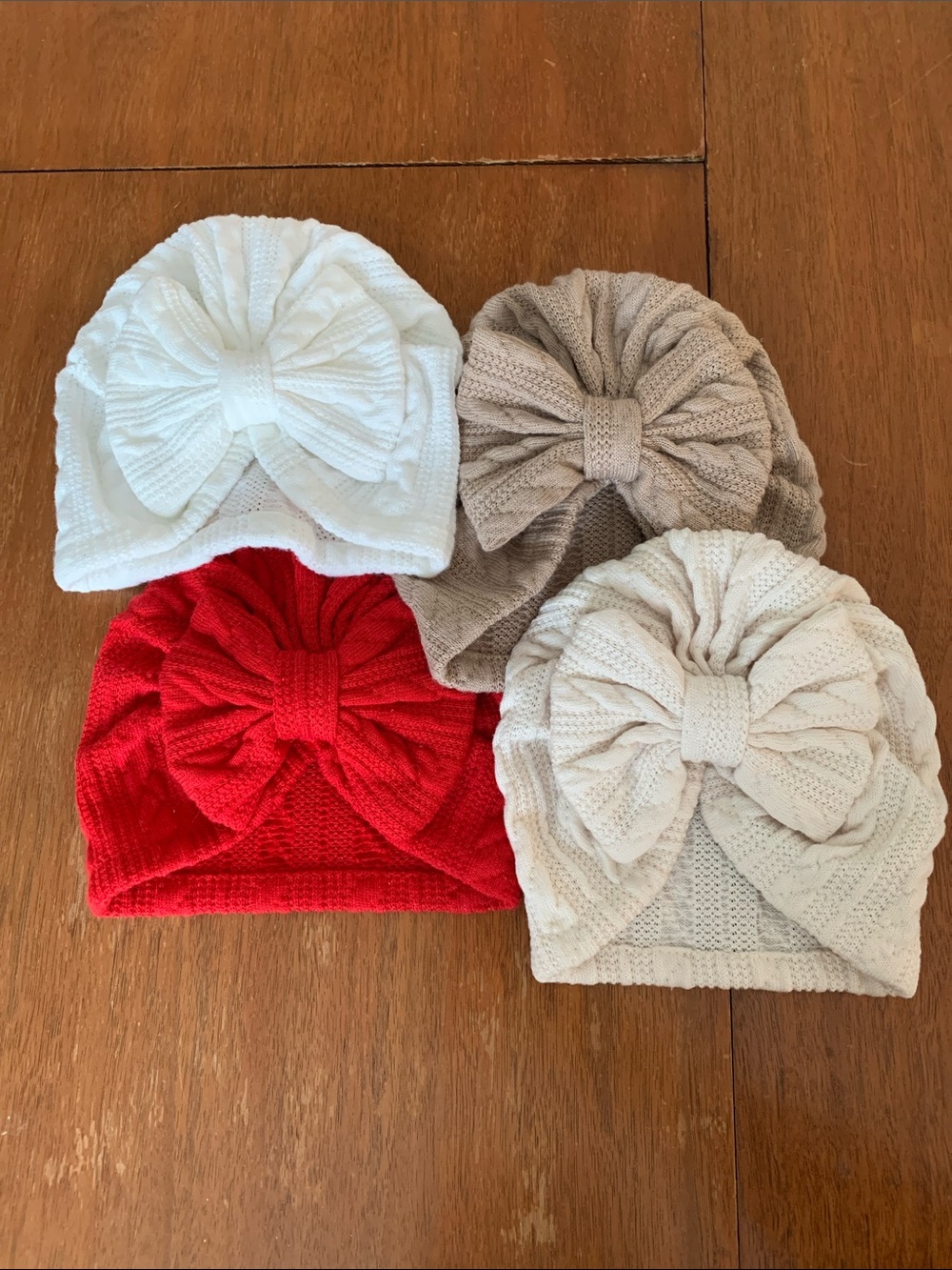🫐3/$30 Kids Knit Bow Beanie - Red, White, Cream, Taupe